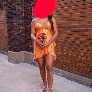 Sherri Hill Vibrant Orange Mini Dress